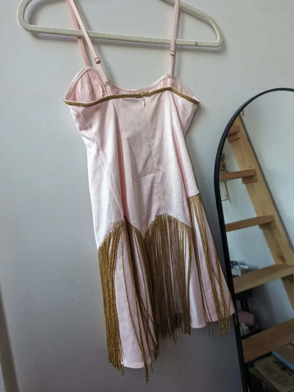 Embellished Pink Gold Fringe Slip Dress Burning Man Performer | Current Mood XS